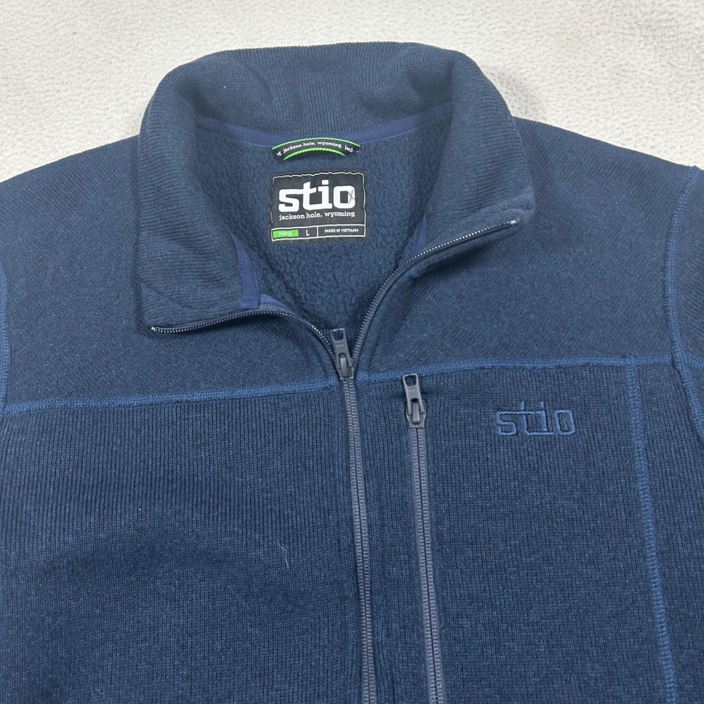 Stio Wilcox Fleece Half Zip Pullover Mens Large Blue Sweater Knit Jacket